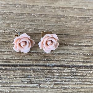 Pink romantic rose earrings